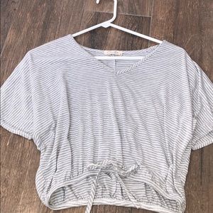 Grey striped crop top
